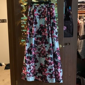 Two-piece floral blue, pink, and black dress